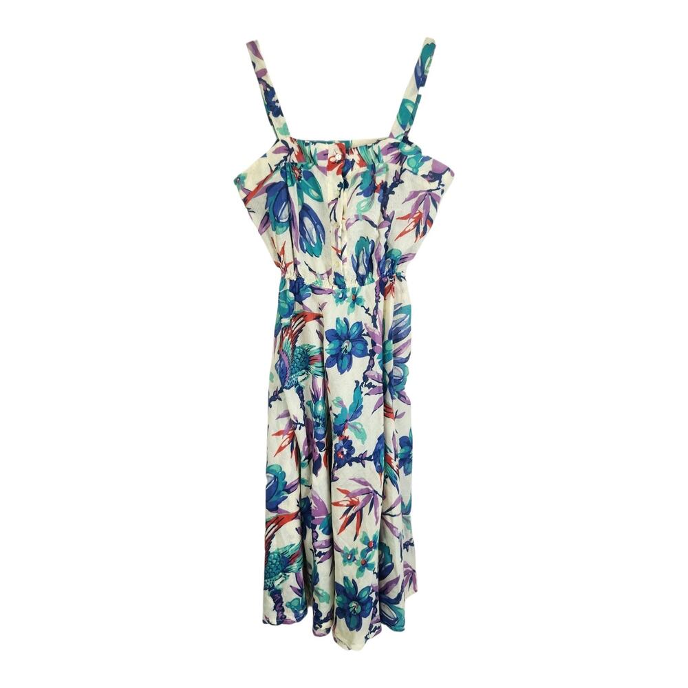 Vtg S/M Jackie O by Surf and Turf Tropical Print Swim Cover Sun Dress Sleeveless